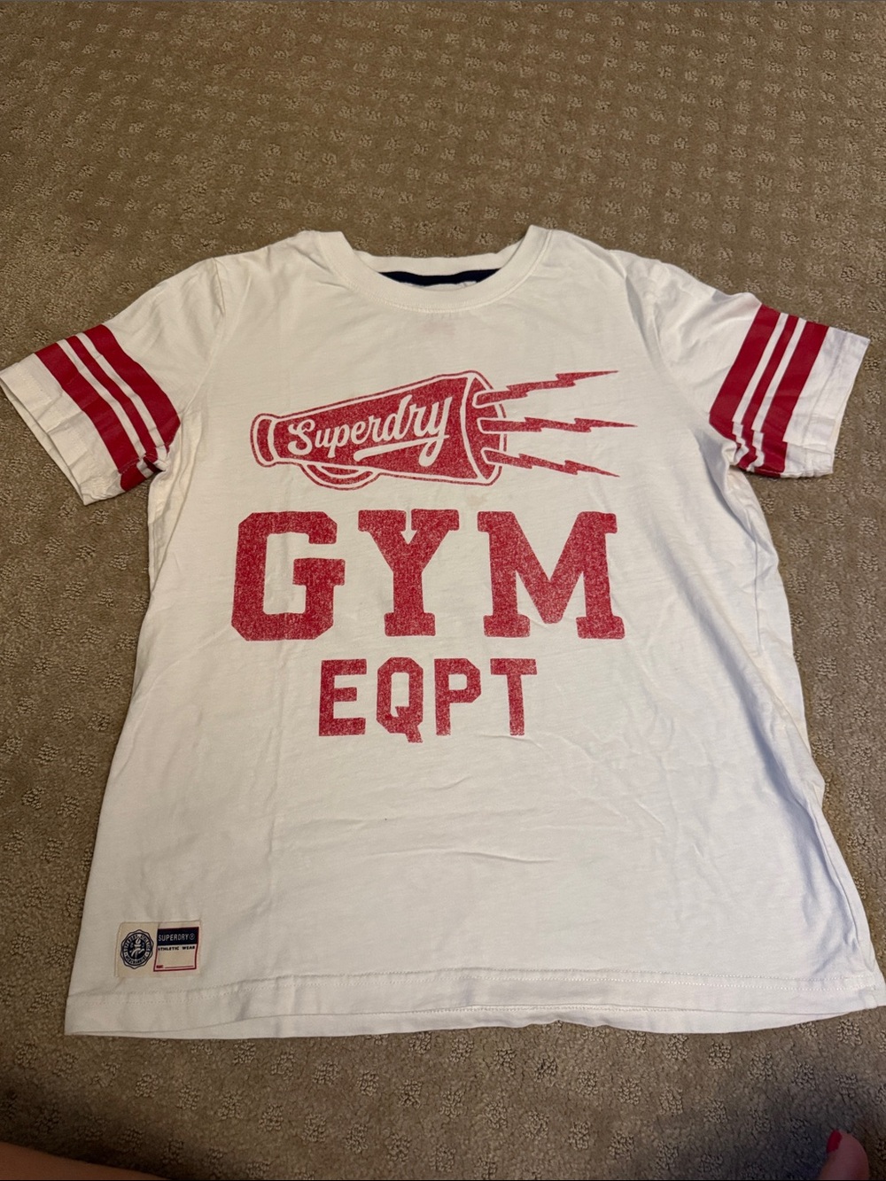Superdry White & Red 'GYM EQPT' Short Sleeve Graphic Tee